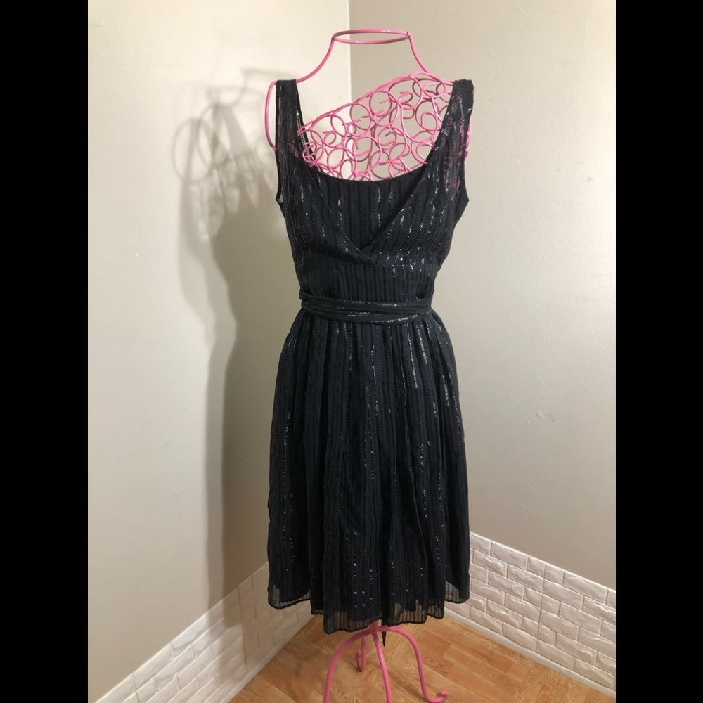 Calvin Klein sheer sequent and silk dress